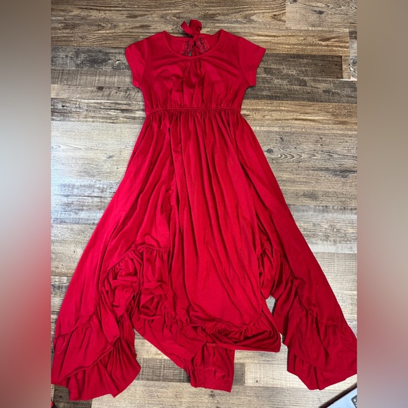 Joyfolie Braelyn Dress Scarlet Red High Low Ruffle Girls Size 10 - Picture 3 of 8